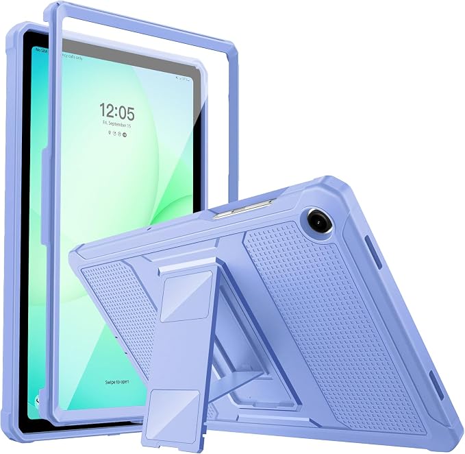 MoKo Shockproof Case Fit Samsung Galaxy Tab A11+ Plus/ A9+ 11 Inch | Full Body Rugged Stand Back Cover with Built-in Screen Protector for Galaxy Tab A11+/ A9+ Tablet Light Gray