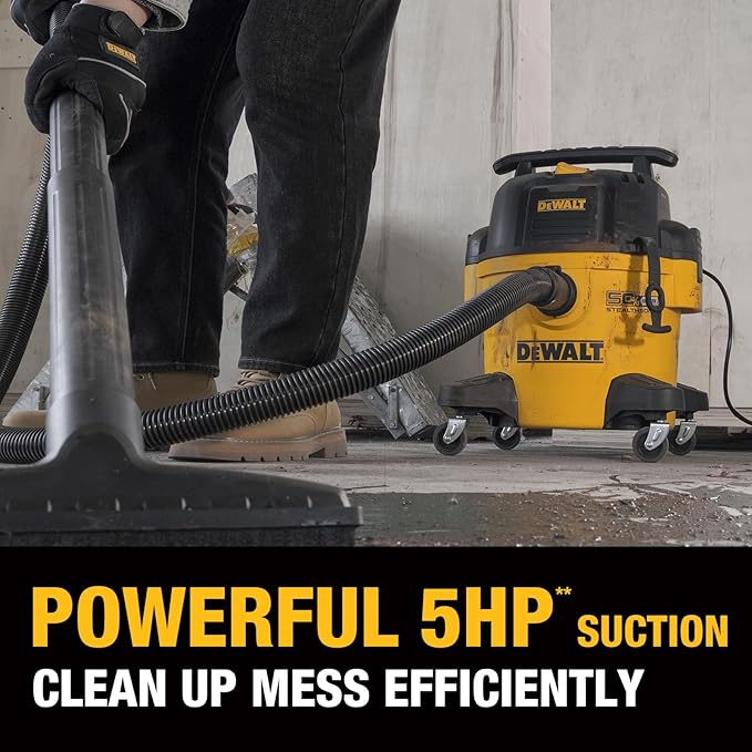 DEWALT 6 Gallon STEALTHSONIC Wet Dry Shop Vac, Powerful Suction & Portable Shop Vacuum with Attachments, Ultra Quiet Heavy Duty Shopvac for Home, Garage, Car, Workshop, Jobsite, DXV06P-QT, 5 Peak HP