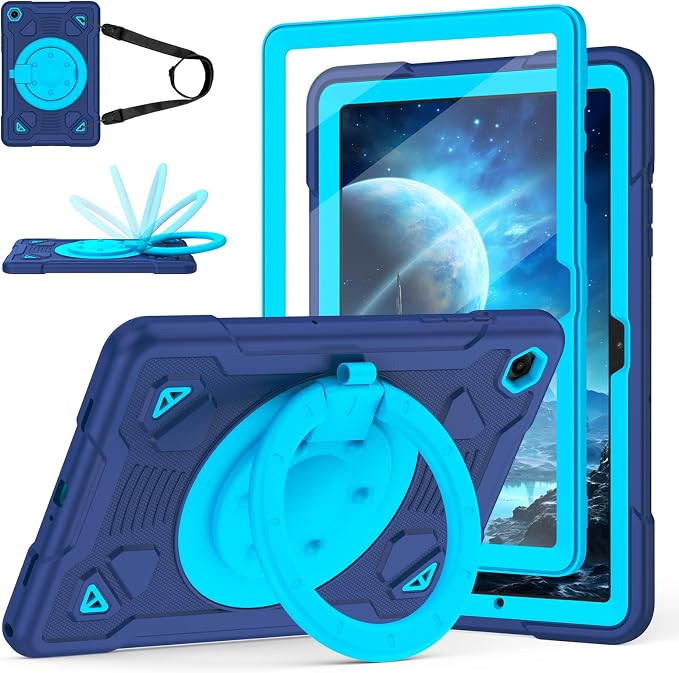 Case for Samsung Galaxy Tab A11 Plus 2025 / A9 Plus 2023 11 Inch Tablet CaseGalaxy Tab A11+/A9+ Case with Screen Protector360°Rotating Stand &amp Shoulder Strap Pencil Holder (Black)