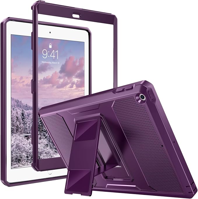 MoKo Shockproof Case Fit 2018/2017 iPad 9.7 6th/5th Generation Black | Heavy Duty Shockproof Full Body Rugged Hybrid Cover with Built-in Screen Protector for Apple iPad 9.7 Inch 2018/2017
