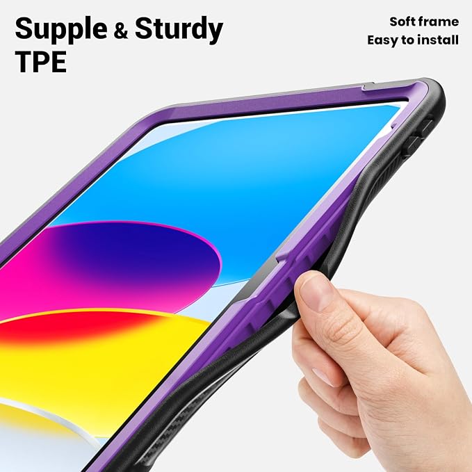 Case for iPad (A16) 11th Generation 11 inch 2025 Lightweight Rugged Dual-Material Design 360° Rotating Adjustable Leather Hand Strap Foldable Kickstand Durable with Full ProtectionBlue