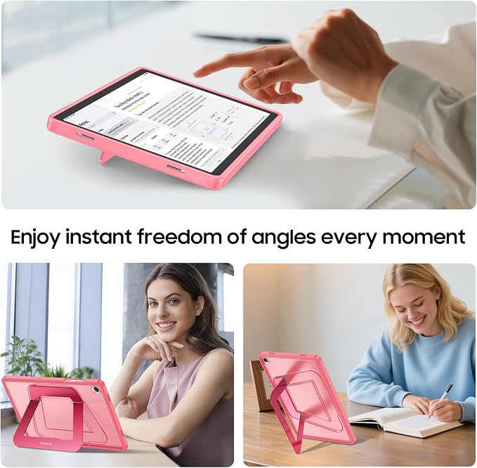 Fintie Multi-Angle Kickstand Case for Samsung Tab A11+/A9+ 11 in Black | Dual-Axis Aluminum Stand PC &amp TPU Protection Slim Frosted Hard Cover with Anti-Scratch Surface Stable Viewing Angles