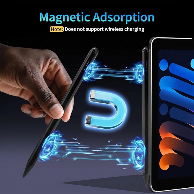 QLAYA iPad 10th/9th Generation Pencil with Palm Rejection Fast Charging | Magnetic Stylus Pen for Apple iPad A16-6th iPad Mini 5-7th iPad Air 5th/4th/M2/M3/M4 iPad Pro 11/12.9/13/M4/M5 White