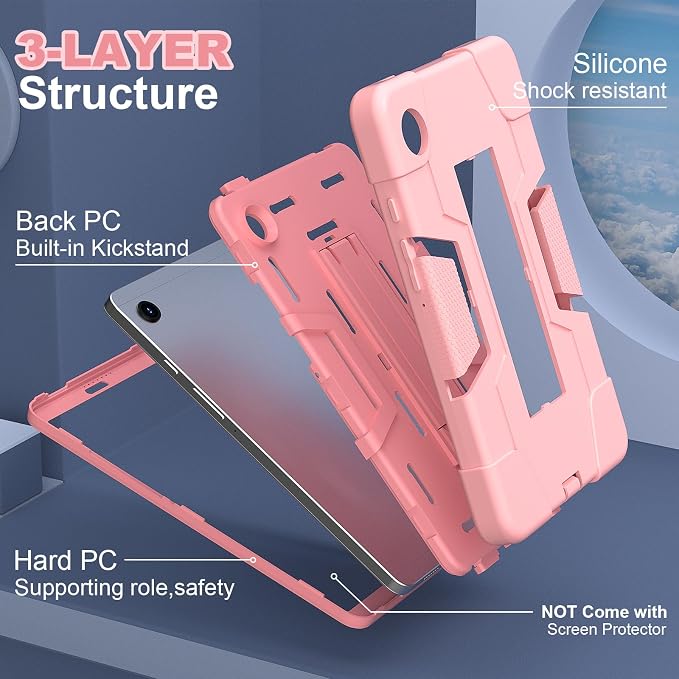 case for Galaxy Tab A9 8.7 2023 Case Hard PC Soft Silicone Kickstand Rugged Heavy Duty High Impact Protective Case for Samsung Galaxy Tab A9 8.7 Inch 2023 SM-X110 SM-X115 Black