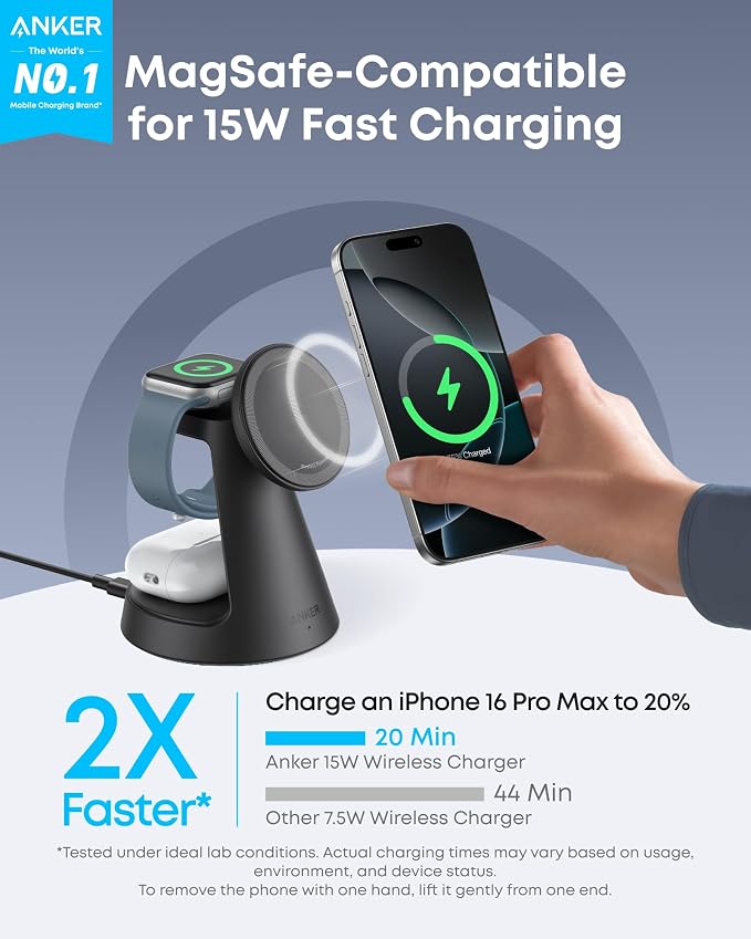 Anker MagGo iPhone 17 MagSafe Charger &amp Prime 3-in-1 Charging Station (Bundle)