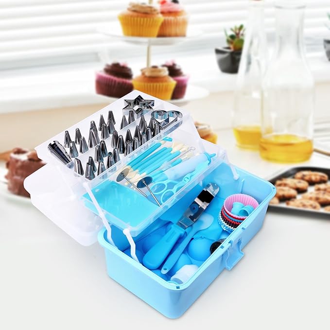 YCHLonlive 13 Inch Cake Decorating Storage Case, Suitable for Storing Baking Supplies (NOT INCLUDED), Blue
