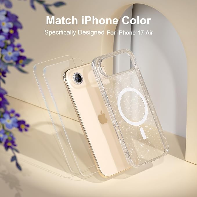 Choiche for iPhone 15 Pro Max Case Compatible with MagSafe Glitter Black | Women Girly Cute Glitter Sparkly Magnetic Phone Case with Diamond Camera Lens Protectors Military-Grade Drop Protection 6.7