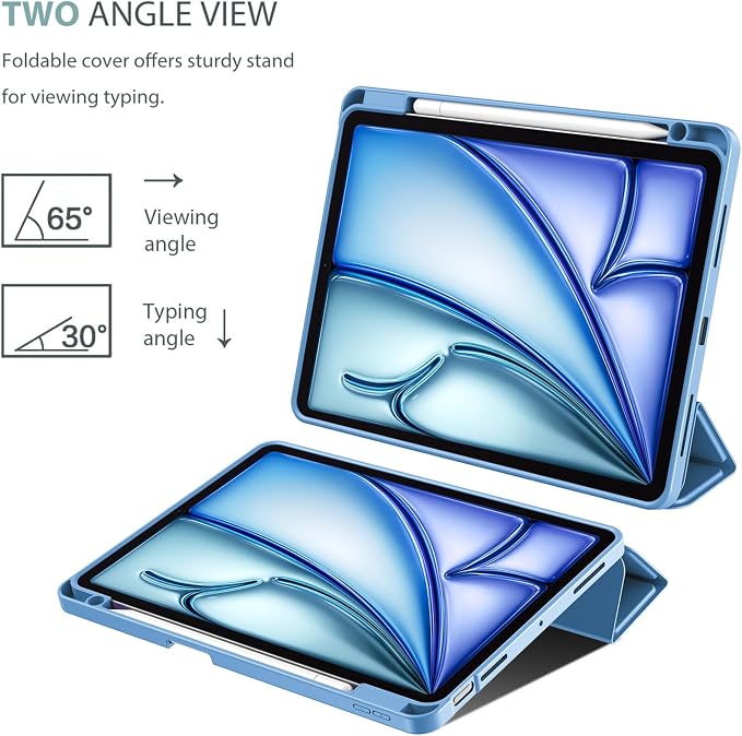 ProCase Smart Case for iPad Air 11-inch M4/M3/M2 &amp Air 10.9 5th/4th Gen | Hard Back Cover with Auto Sleep/Wake Slim Lightweight Case for iPad Air 11 2026/25/24 &amp 10.9 2022/2020-Aqua
