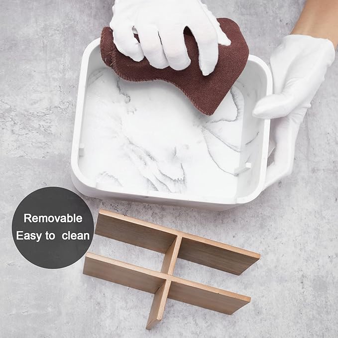 Desk Organizer, Marble Remote Holder for Table, Modern Office Controller Pen Phone Holder Organizer, Stylish Caddy and Storage Accessories for Bedside Nightstand Desktop Coffee Table