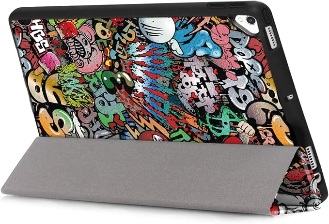 for Apple iPad 10.2 Case 2021/2020/2019 iPad 9th/8th/7th Generation Smart Cover with Pencil Holder [Auto Wake/Sleep] PU Leather Stand Folio Tri-fold Shockproof Thin Shell Colored Graffiti