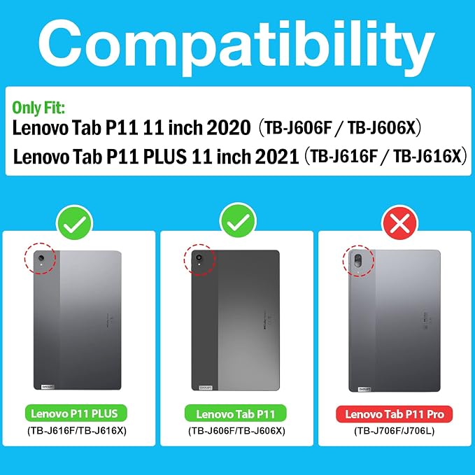 ProCase Slim Shockproof Stand Case for Lenovo Tab P11 / P11 Plus Black | Shockproof Folio Hard Shell Cover Multi-Angle Stand Offers Secure Protection Hands-Free Viewing