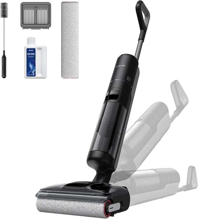 DREAME H12 Pro FlexReach Wet Dry Vacuum Cleaner, 0 Tangle Cordless Vacuum Mop All-in-One for Hard Floors, 180° Lie-Flat Floor Cleaner Machine with 194°F Hot Self-Cleaning, 50Mins Runtime