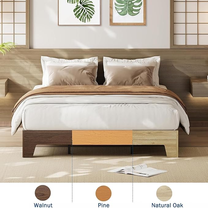 Garvee Wood Platform Bed Frame, California King Bed Frame, Wood Slat Support, No Box Spring Needed, Easy Assembly, Noise-Free Design, Underbed Space for Storage