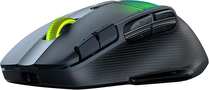Turtle Beach Kone XP Air Wireless RGB Gaming Mouse, 19000 DPI Optical Sensor, 100-hour Rechargeable Battery & Charging Dock, 29 Programmable Inputs, Ergonomic Design, Bluetooth, 4D Wheel – Black