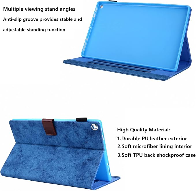 Kindle Fire HD 8 Tablet Case (8th/7th/6th Generation)Smart Stand Synthetic Leather Cover with Auto Wake/Sleep [Card &amp Pencil Holder] for 8 Amazon Fire HD 8 (2018/2017/2016) Blue Sea Beach