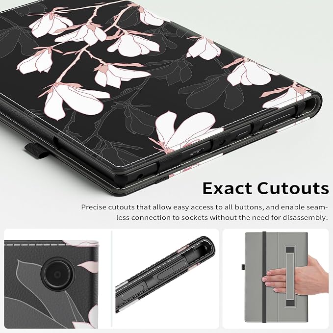 Case for Amazon Kindle Fire HD 10 Tablet (13th/11th Generation 2023/2021 Release) &amp Fire HD 10 Plus Tablet - Slim Folding Stand Folio Cover with Auto Wake/Sleep and Hand Strap Black