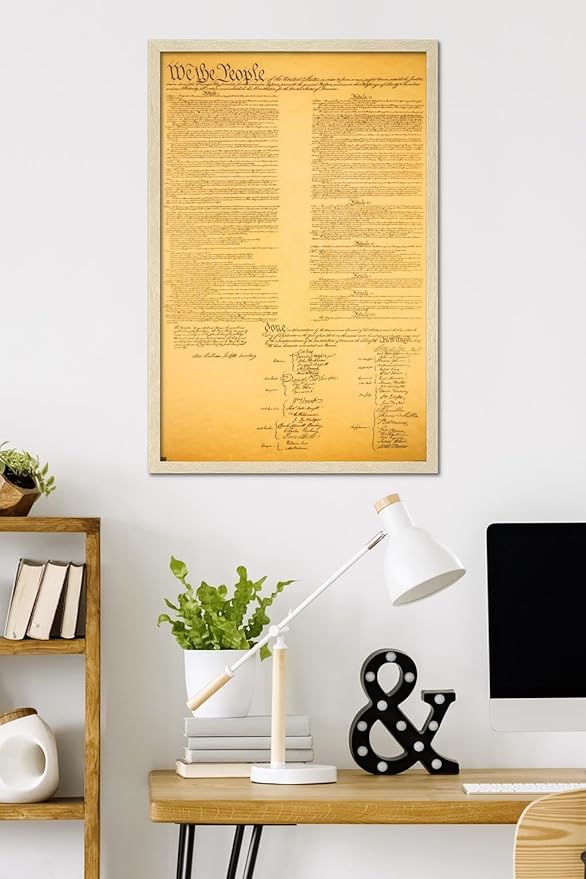 The Constitution Wall Poster, 34L" x 22.4W", Blonde Framed Version
