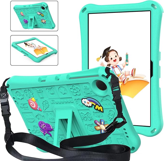 Case for iPad 10.2 Inch 2021/2020/2019/ iPad Pro 10.5 Inch/Air 3rd Gen (2019) Shoulder Strap Kickstand Children Friendly Anti-Scratch Shockproof Case Lightpurple
