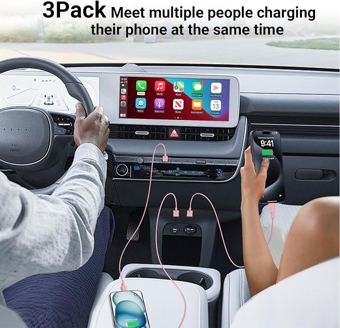 Car Carplay Cable for iPhone 16 15 Pro Max 15 Plus Car Charger 6FT USB to USB C Cable for Car Charger Adapter Carplay USB C Cord Accessories Charging for iPad 10th Gen/iPad Pro Air 5th-DarkBlue