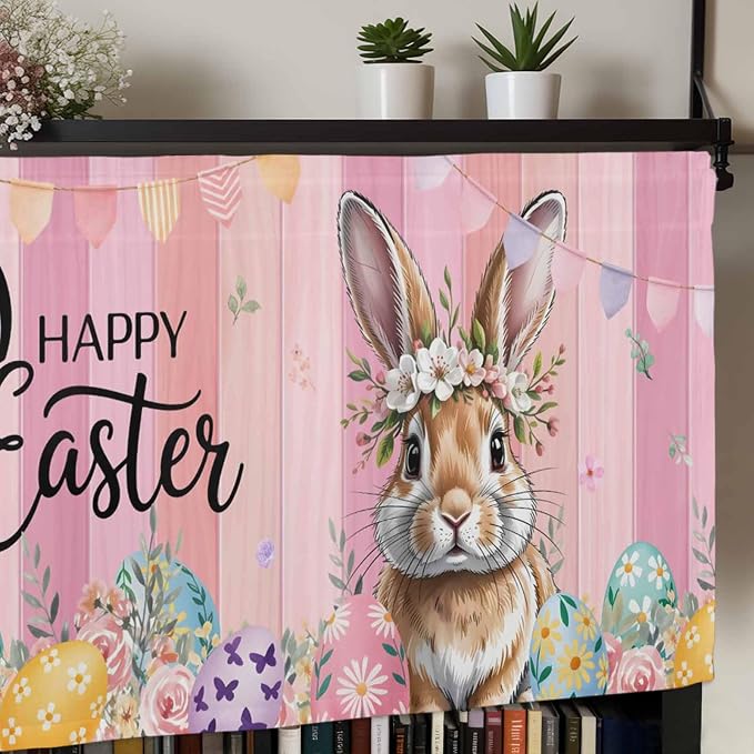 Easter Curtain Valances for Windows, Kitchen Valance Window Treatment, Spring