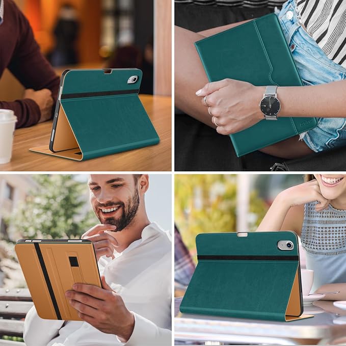 DTTO for iPad Air 11-inch Case M4/M3/M2 (2026/2025/2024) iPad Air 5th / 4th Generation (2022/2020) Premium Leather Business Folio Stand Cover with Pencil Holder - Auto Sleep/Wake Brown