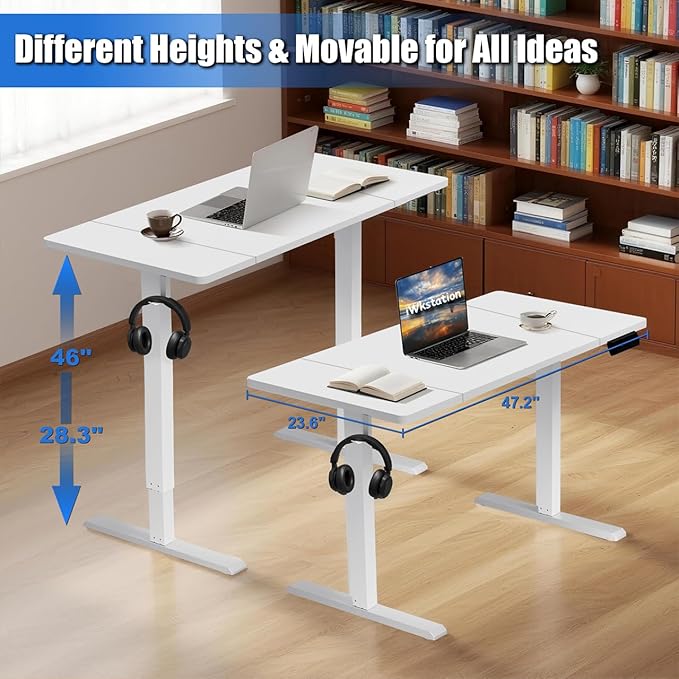 Standing Desk with Splice Board Adjustable Height- 63 inch Mobile Stand up Desk with Wheels, Portable Sit Stand Desks Electric with Lockable Casters