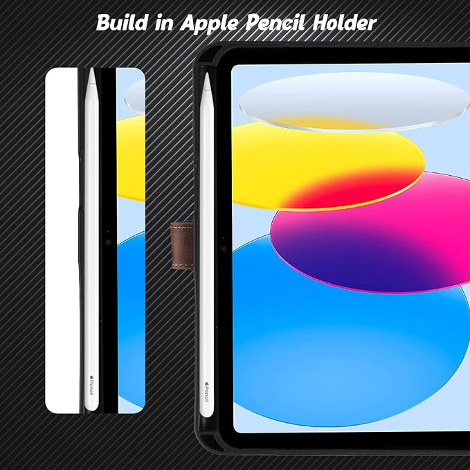 Flip Case for Apple iPad 10.2 9th 8th 7th Generation 2021/2020/2019 Pencil Holder Smart Cover Auto Sleep Wake Protective Documents Pocket Stand Snap Closure Case for iPad 10.2 Inch Black