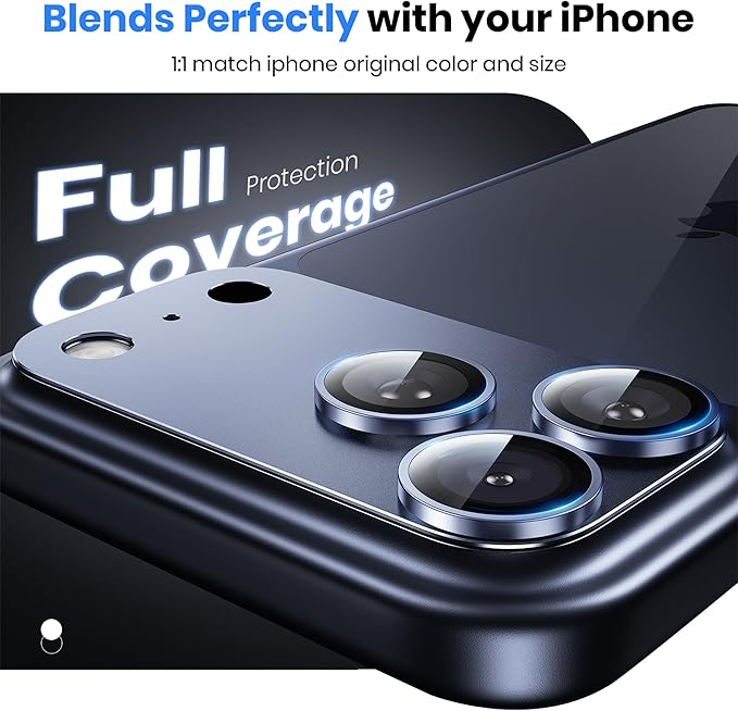 for iPhone 17 Pro Camera Lens Protector - 12FT Shatterproof | Military Grade Protection Strong Adsorption 9H+ Tempered Glass Camera Screen Full Protective Cover Case Friendly Black