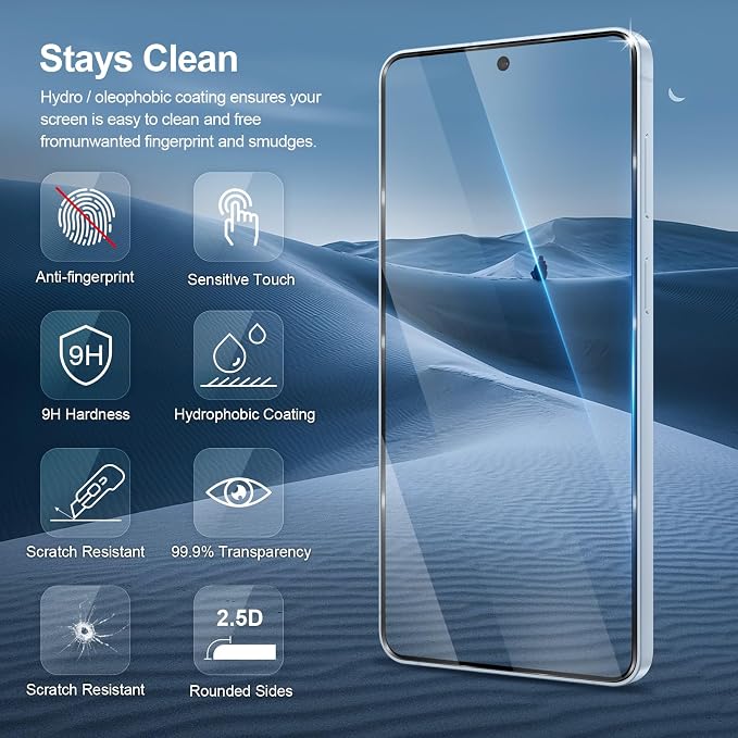 GiiYoon-3 PACK Screen Protector for Samsung Galaxy S26 Tempered Glass [HD Full Coverage] [Easy Installation] [Scratch Resistant] [9H Hardness] Protective Film