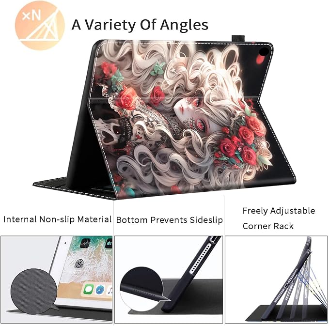 Case Fits All-New Amazon Kindle Fire HD 10 &amp 10 Plus Tablet (13th/11th Generation 2023/2021 Release) 10.1 Durable Shockproof Protective Cover with Auto Wake/Sleep，Black Woman Queen Afro Design
