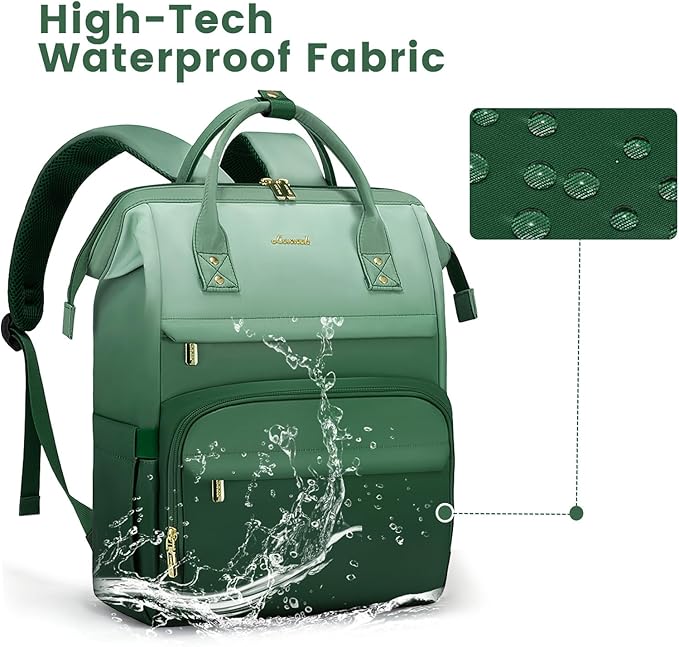 LOVEVOOK Gradient Laptop Backpack for Women,17.3 Inch Work Computer Bakcpack Purse Laptop Bag With Anti-Theft Pocket,Waterproof Carry on Teacher College Backpack for Travel,Green-White