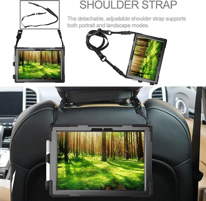 ZenRich Rugged Case for Microsoft Surface Pro 12 (2025)12 inch | Shockproof Hard Protective Case with 360 Rotating KickstandPen Holder and Hand Strap Compatible with Type Cover Keyboard