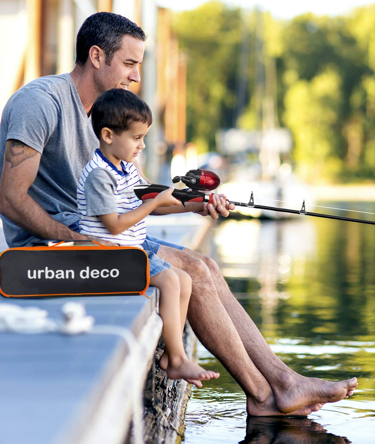 Urban Deco Kids Fishing Pole, Portable Telescopic Rod and Reel Combos Kids Fishing Rod Kit with Tackle Box for Boys,Girls,Youth,Beginner, Starter - Red