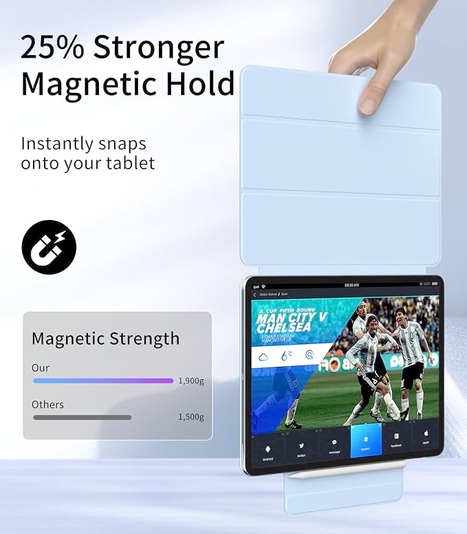 Magnetic Case for iPad Air 13 Inch M3/M2 (2025/2024) iPad Pro 12.9 inch 6th/5th Generation (2022/2021) | Auto Sleep/Wake | Pencil Pro &amp USB-C | Non-Slip PU Leather Protective Cover Black