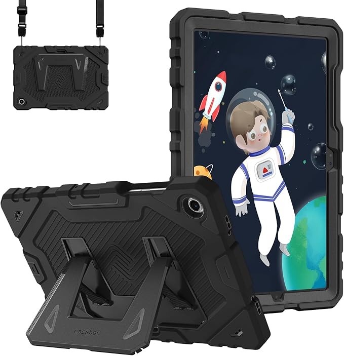 Fintie Kid-Friendly Case for Samsung Galaxy Tab A11+/A9+ 11'' Black | Rugged Shockproof Case Kickstand &amp Shoulder Strap Adjustable Stand 3-Layer Drop Protection for Learning &amp Travel