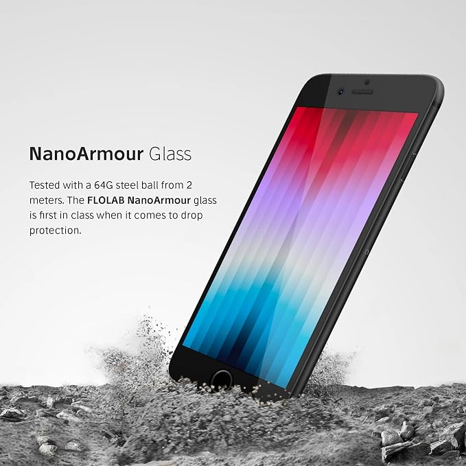 FLOLAB NanoArmour for iPhone 7/8 / SE 2020 / SE 2022 Screen Protector Ultra Clear the Best Tempered Glass - Durable Smooth as Butter Easy to Install Guaranteed. (Dust Free)