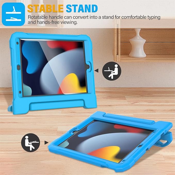 SUPLIK Kids Case for iPad 9th/8th/7th Generation -10.2 inch 2021/2020/2019 Built with Screen Protector Durable Shockproof Handle Stand Case for Apple iPad Gen 9/8/7 Black