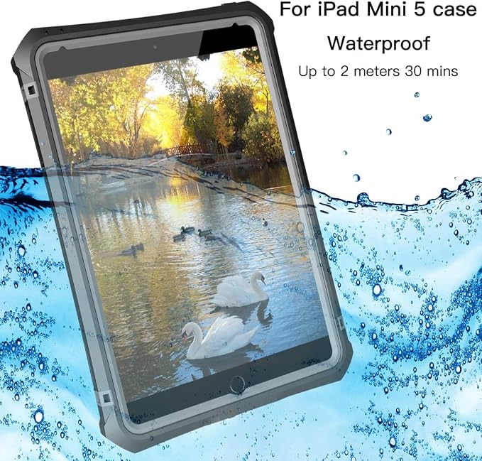 iPad mini 5 Case - Waterproof iPad mini 5/iPad mini 4 Full Body Bumper Case with Built in Screen Protector Drop Proof Anti Scratch Anti Shock Red Case Cover for iPad mini 5th/4th Generation 7.9