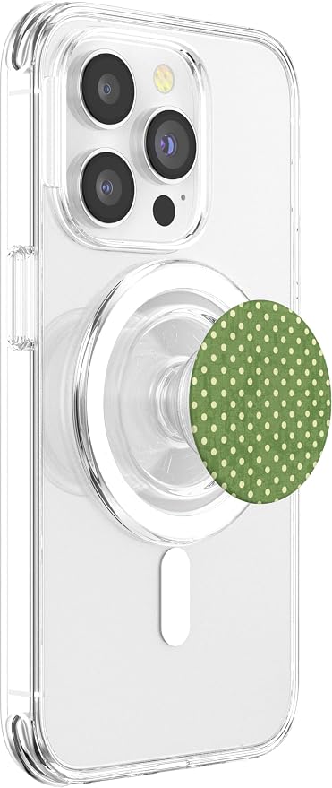 Green and Cream Polka Dot Pattern PopSockets PopGrip for MagSafe