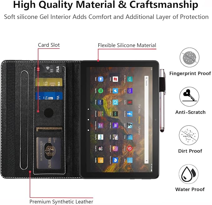 Case Fits Amazon Kindle Fire HD 8 &amp 8 Plus Tablet (12th Generation/10th Generation 2022/2020 Release) 8 Multi-Angle Smart Stand Cover Auto Sleep/Wake Space Corgi Dog