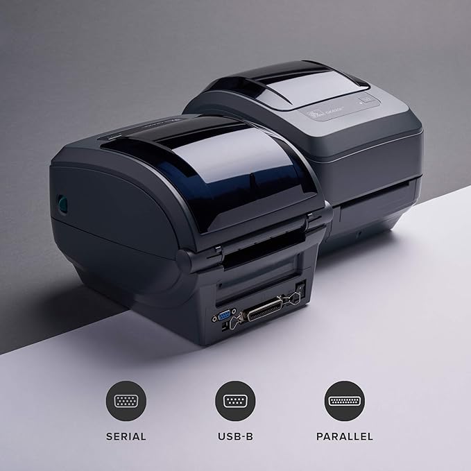 Zebra - GK420t Thermal Transfer Desktop Printer for Labels, Receipts, Barcodes, Tags, and Wrist Bands - Print Width of 4 in - USB, Serial, and Parallel Connectivity (Renewed)