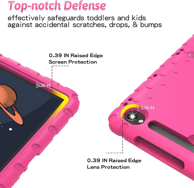 Heavy Duty Kids Case for Samsung Galaxy Tab S7 FE/S7 Plus/S8 Plus 12.4 inch | Rugged Protection Cover for Galaxy Tab S8+/Tab S7 FE/S7+ 2022/2021/2020 with S-Pen Holder Handle StandEVA Foam Rose Red