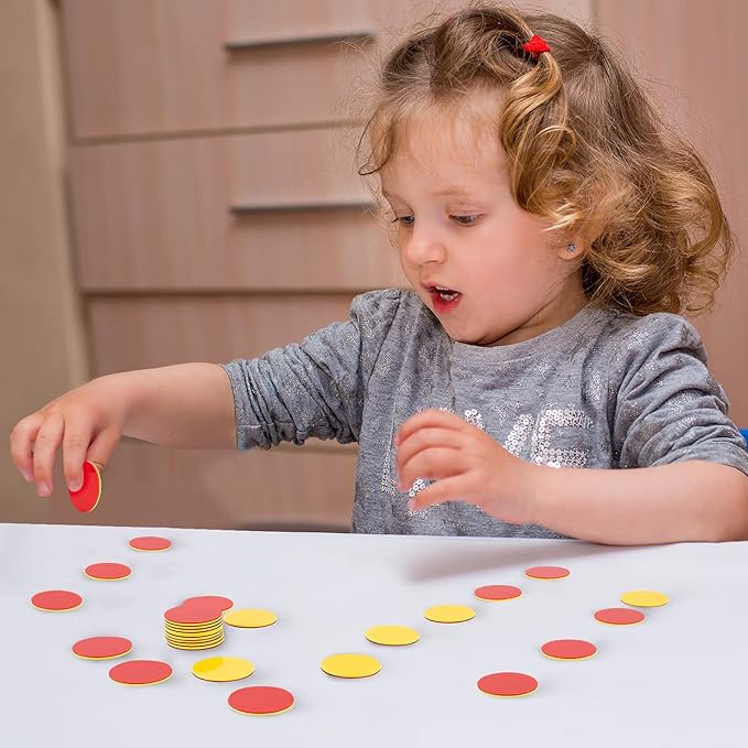 Round Math Counters,Plastic Two Color Counter Yellow Red 200 PCS, Educational Toys to Help Kids Learn