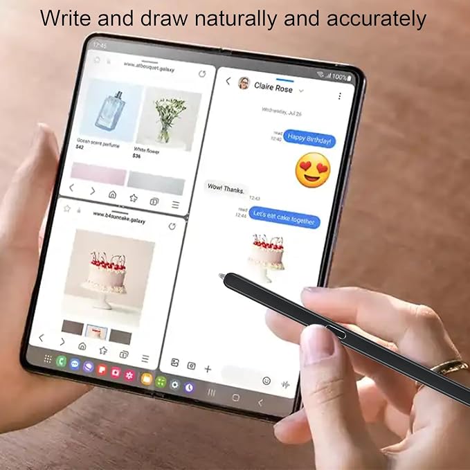 Z Fold 6 S Pen Compatible with Samsung Galaxy Z Fold 6 Slim S Pen Z Fold6 Stylus Pen Fold Edition + 2 Tips + Eject Pin (Black)