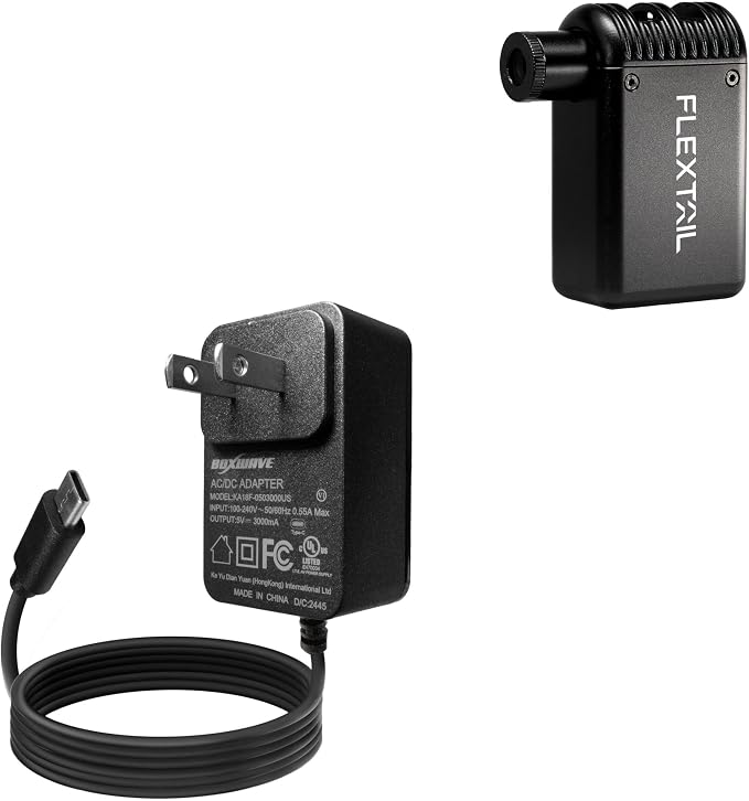 BoxWave Charger Compatible with Flextail Tiny Bike Pump - Wall Charger Direct (15W) Rapid Charge Your Device with Built-in 3ft Cable