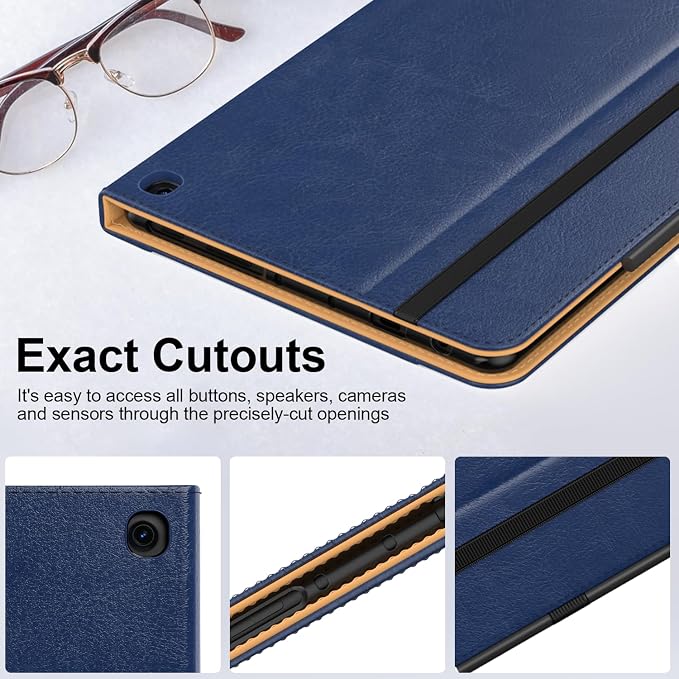 ZoneFoker for 10 Tablet Case (13th/11th Generation 2023/2021 Released) PU Leather Folio Cover with Multi-Angle Stand/Pen Holder Auto Wake/Sleep for 10/10 Plus Black+Black