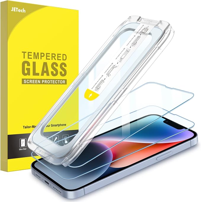 JETech One Touch Install Screen Protector for iPhone 11/XR 6.1-Inch Full Coverage Tempered Glass Film Auto Alignment Tool Kit HD Clear 2-Pack