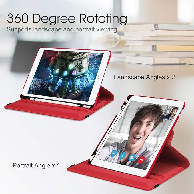 Fintie 360° Rotating Case for iPad 9th / 8th / 7th Generation 10.2 Inch | Swivel Stand Portrait &amp Landscape Viewing Shockproof Cover with Pencil Holder Auto Wake/Sleep Aqua Wave