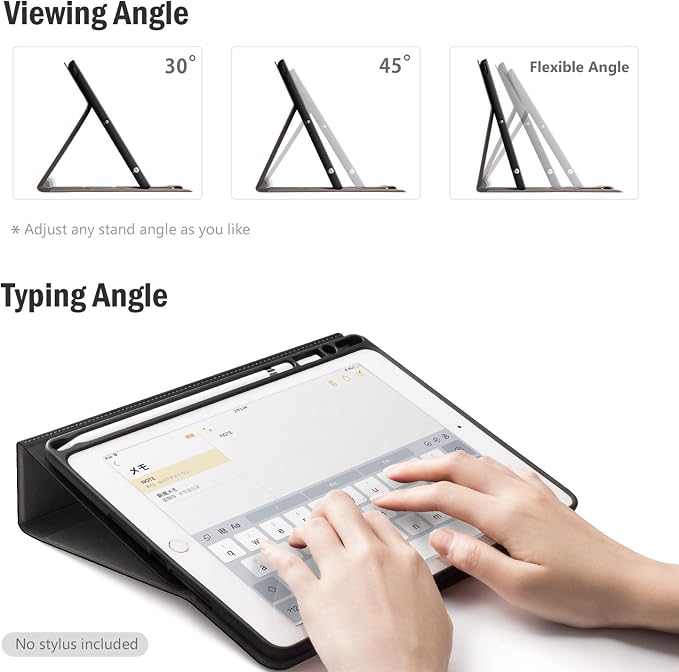 Antbox Case for iPad 9th Generation/iPad 8th/7th Generation 10.2'' Black | Built-in Pencil Holder Vegan Leather Auto Sleep/Wake