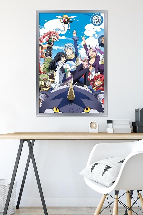 Trends International That Time I Got Reincarnated As A Slime - Group Wall Poster, 22.375" x 34", Silver Framed Version